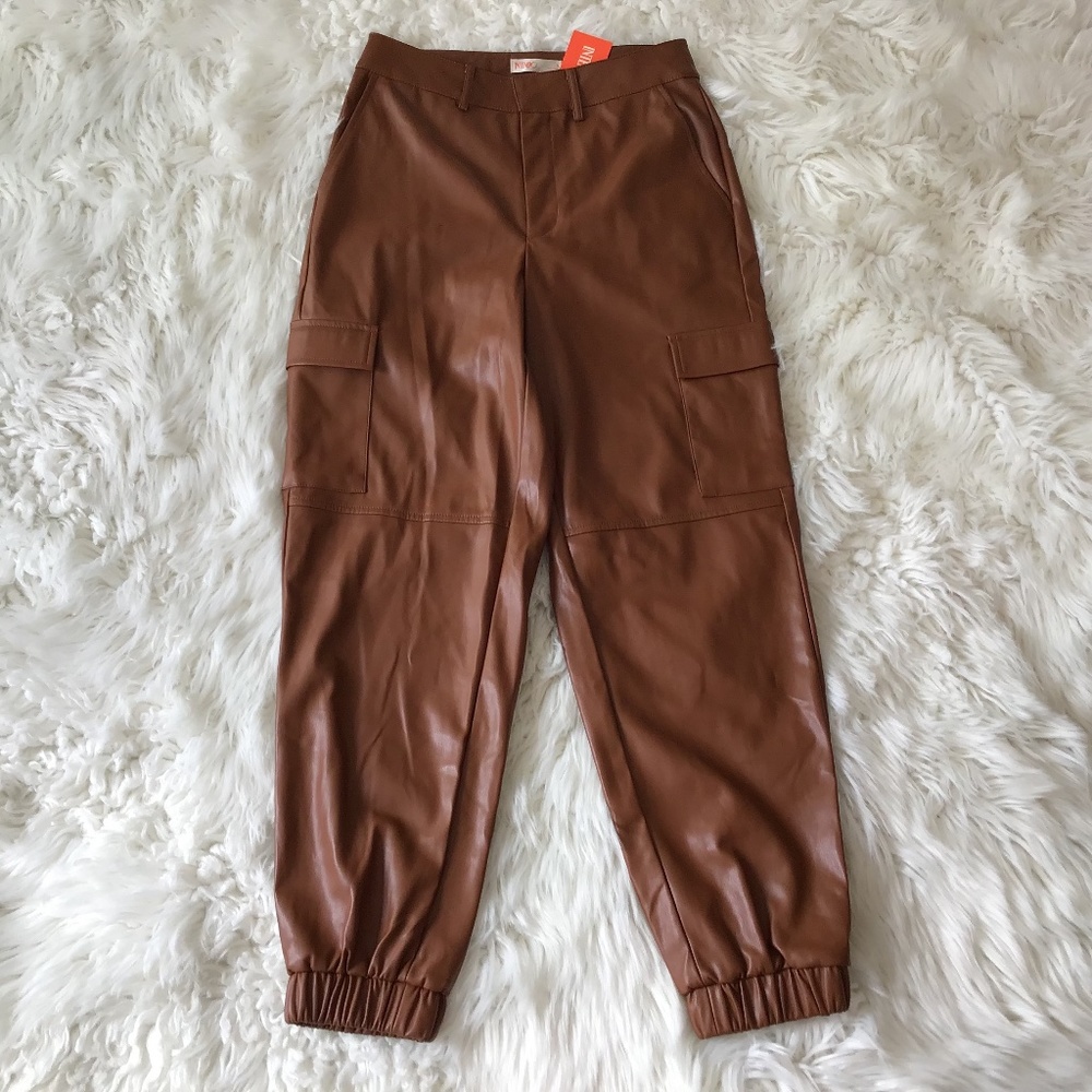 INTEMPO faux leather cargo pants